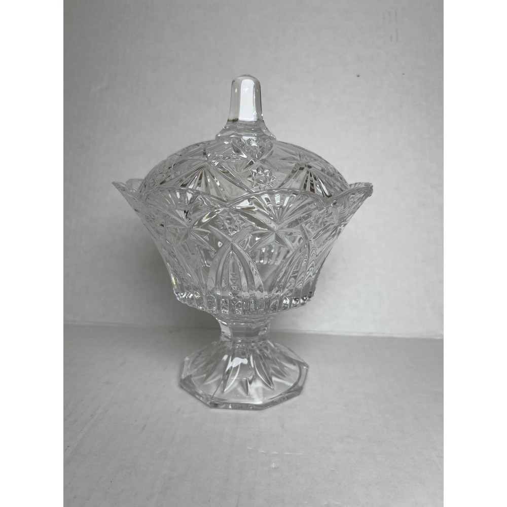 Vintage JG Durand Cristal dArques France Crystal Pedestal Candy Dish Bowl Star